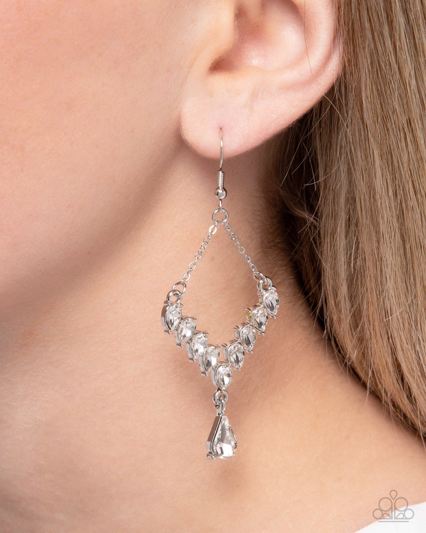 Dripping Drama White Earrings - Paparazzi Accessories