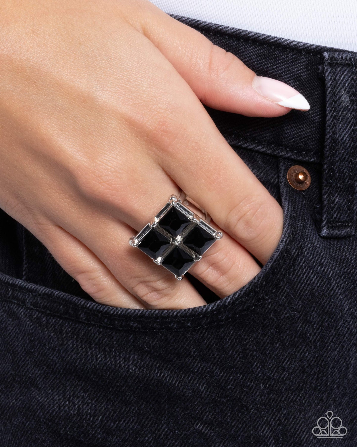 Window Whimsy Black Ring - Paparazzi Accessories