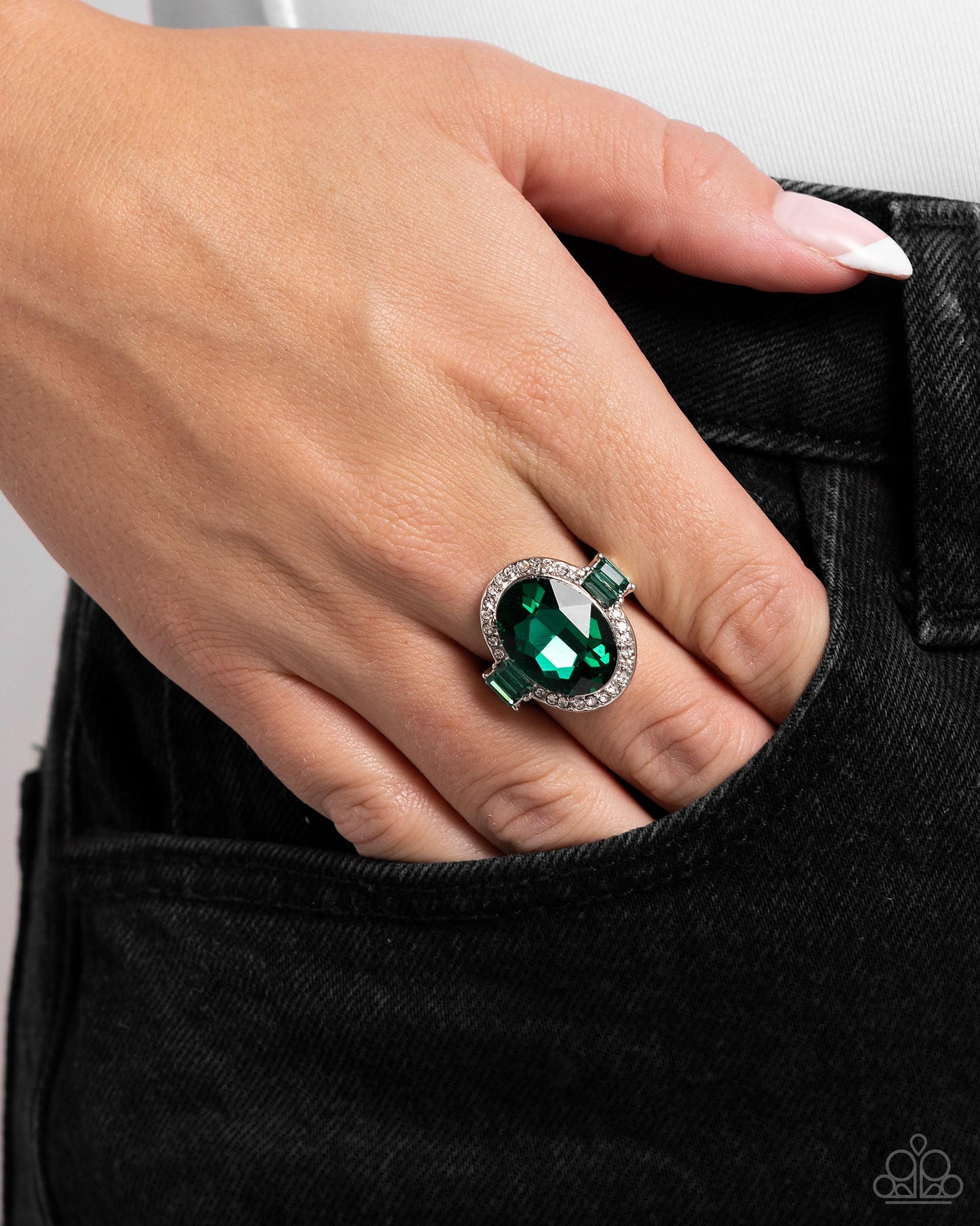 Stubborn Shimmer Green Ring - Paparazzi Accessories