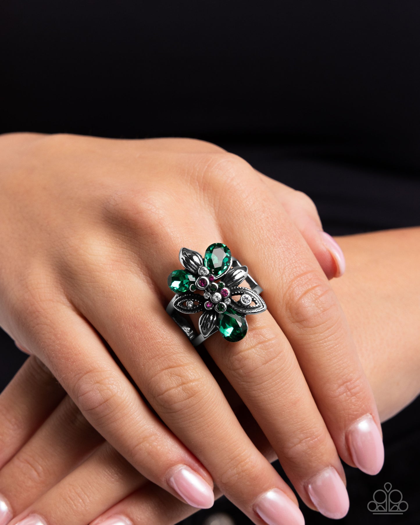 Carefree Corsage Green Ring - Paparazzi Accessories
