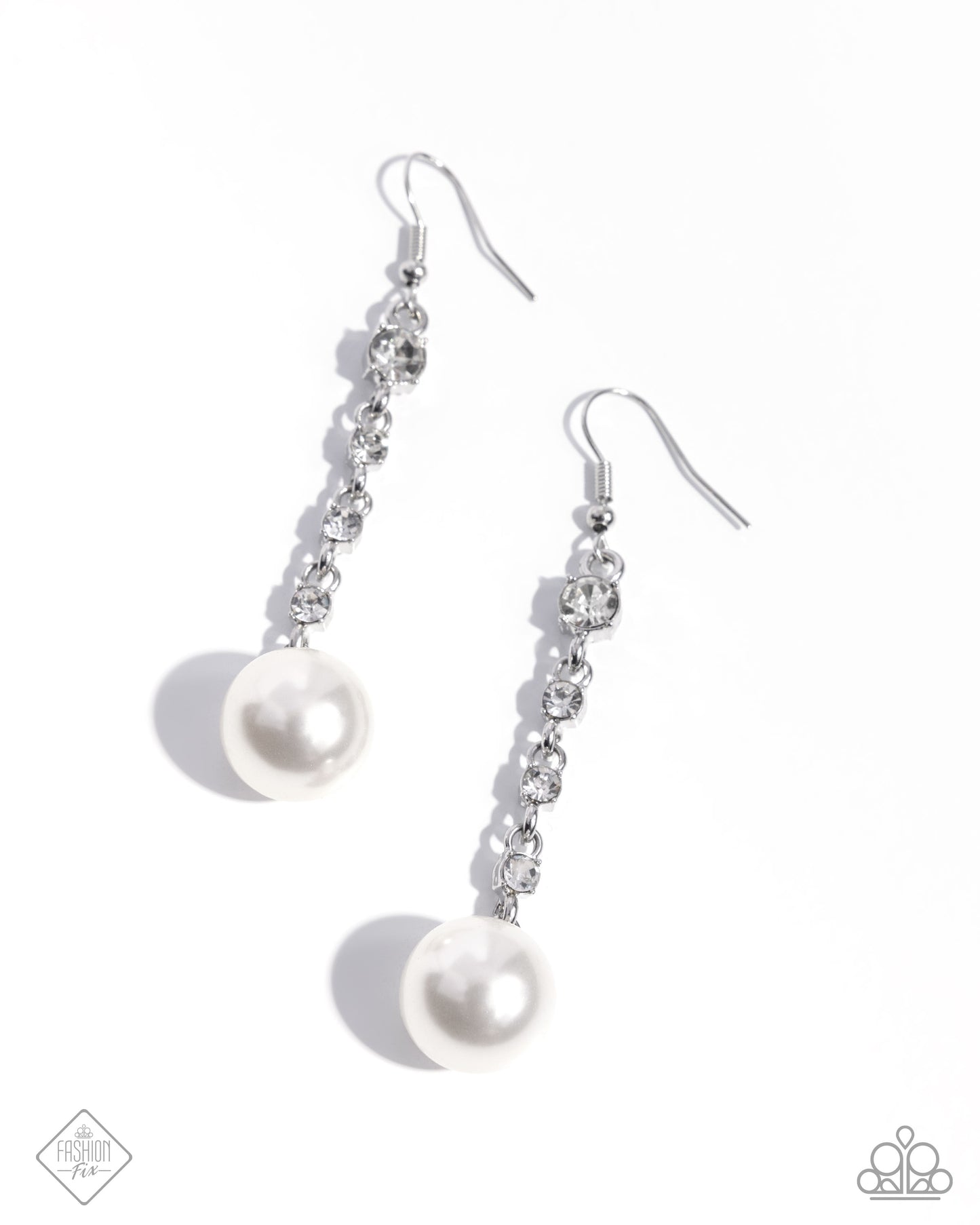 Genial Glam White Earrings - Paparazzi Accessories