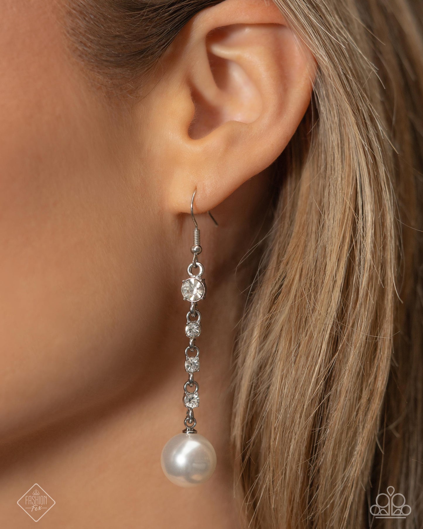 Genial Glam White Earrings - Paparazzi Accessories