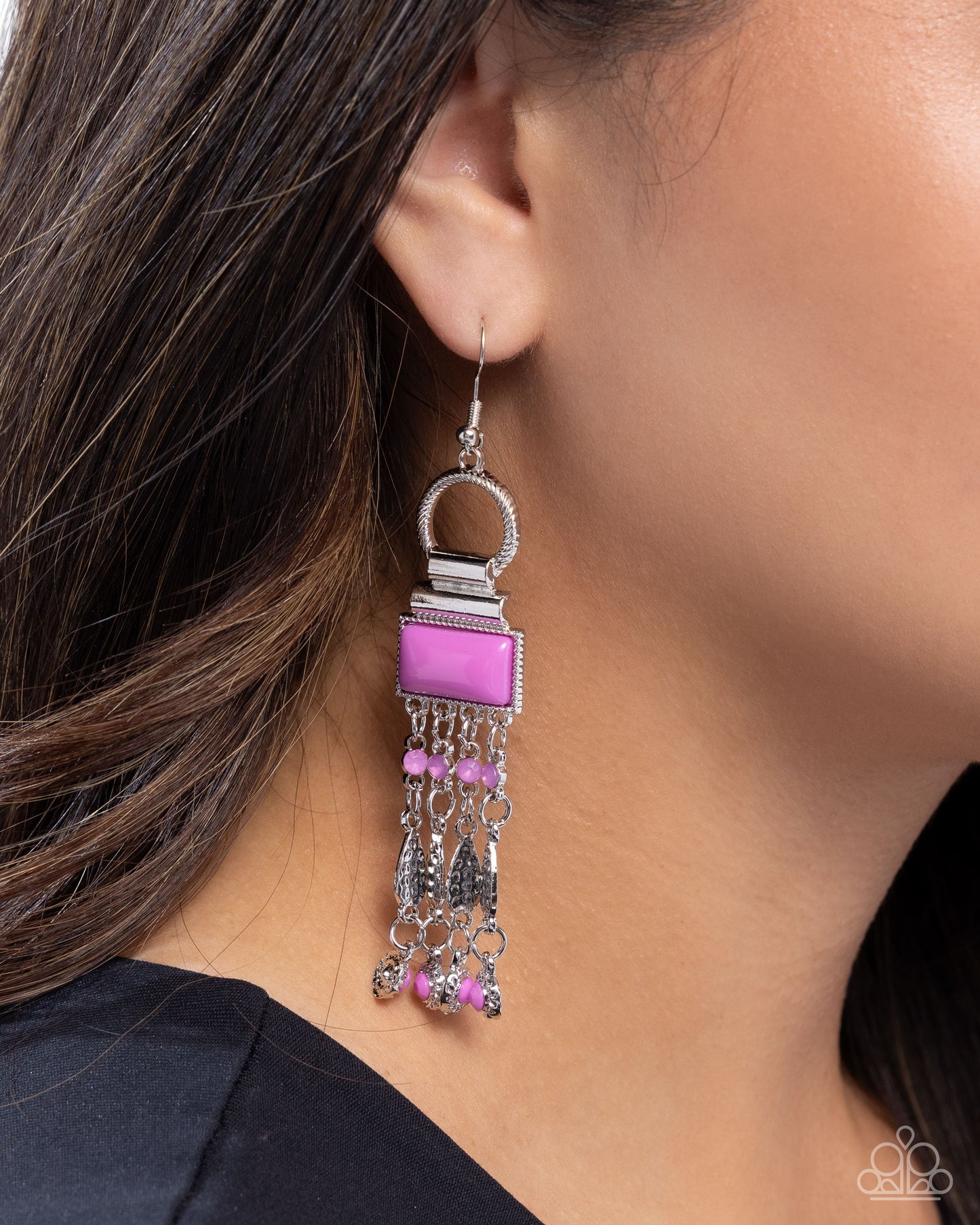 Complimentary Cascade Purple Earrings - Paparazzi Accessories