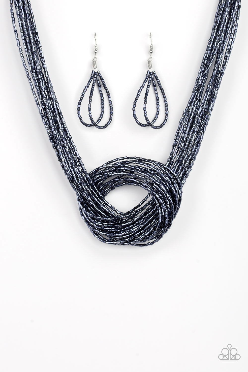 Knotted Knockout Blue Necklace-Paparazzi Accessories