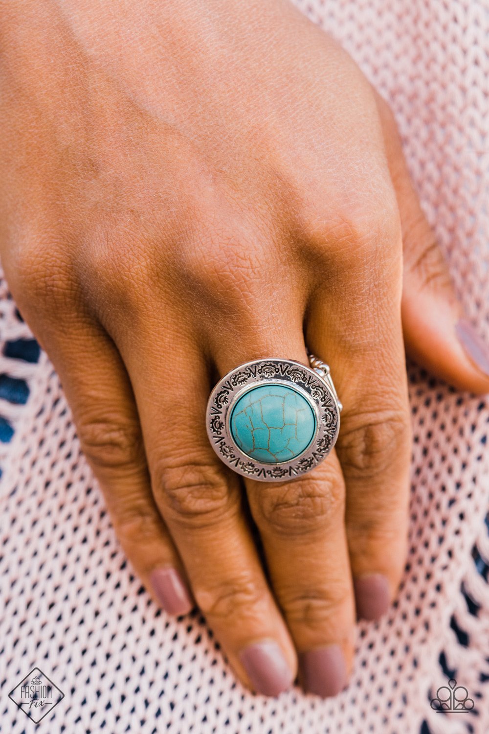 Geo Glyphs Blue Ring ~ Paparazzi Accessories