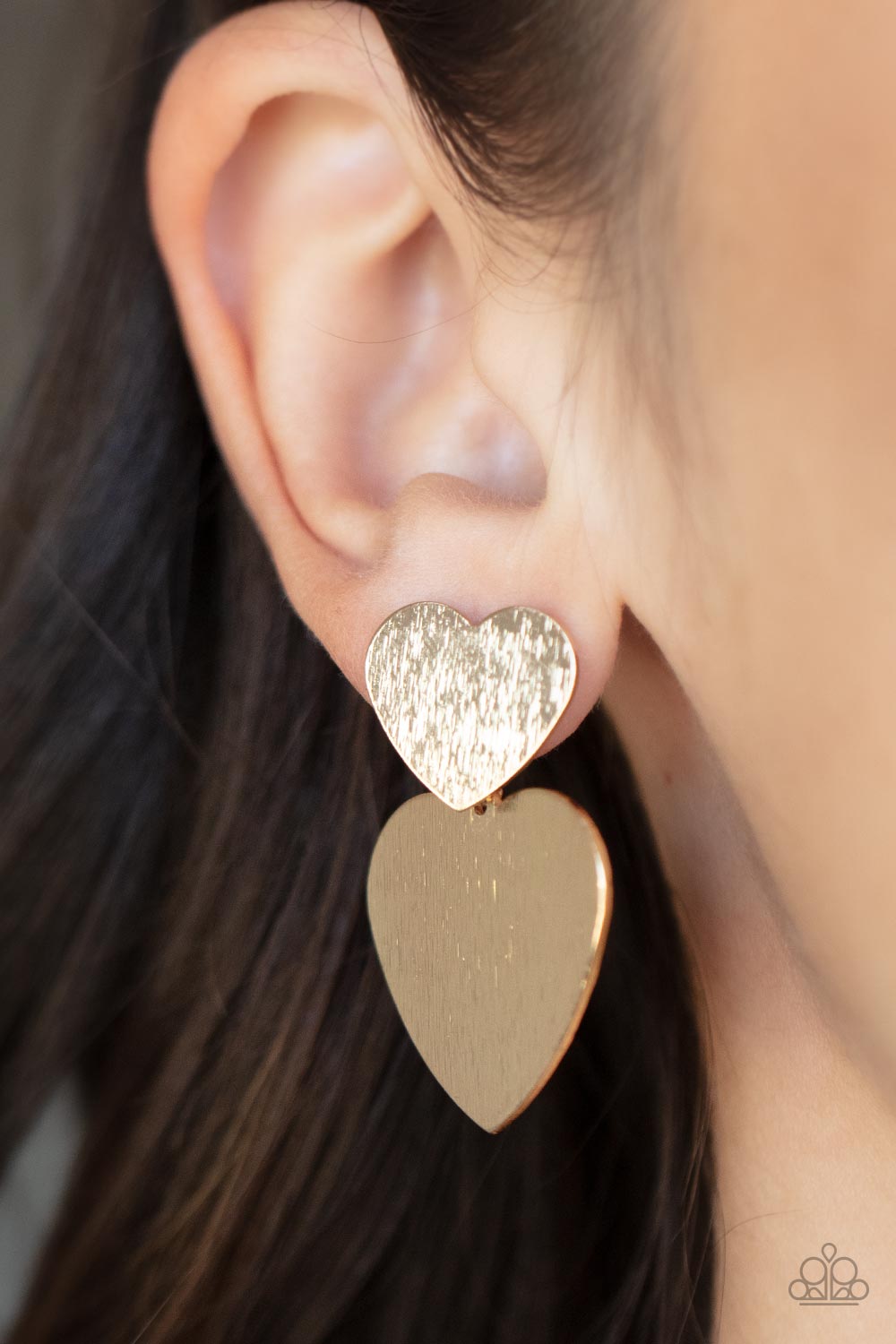 Heart-Racing Refinement Gold Post Earring - Paparazzi Accessories