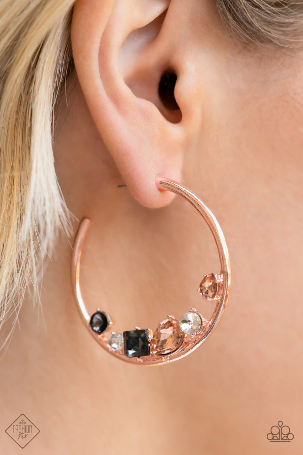Attractive Allure Rose Gold Hoop Earring - Paparazzi Accessories