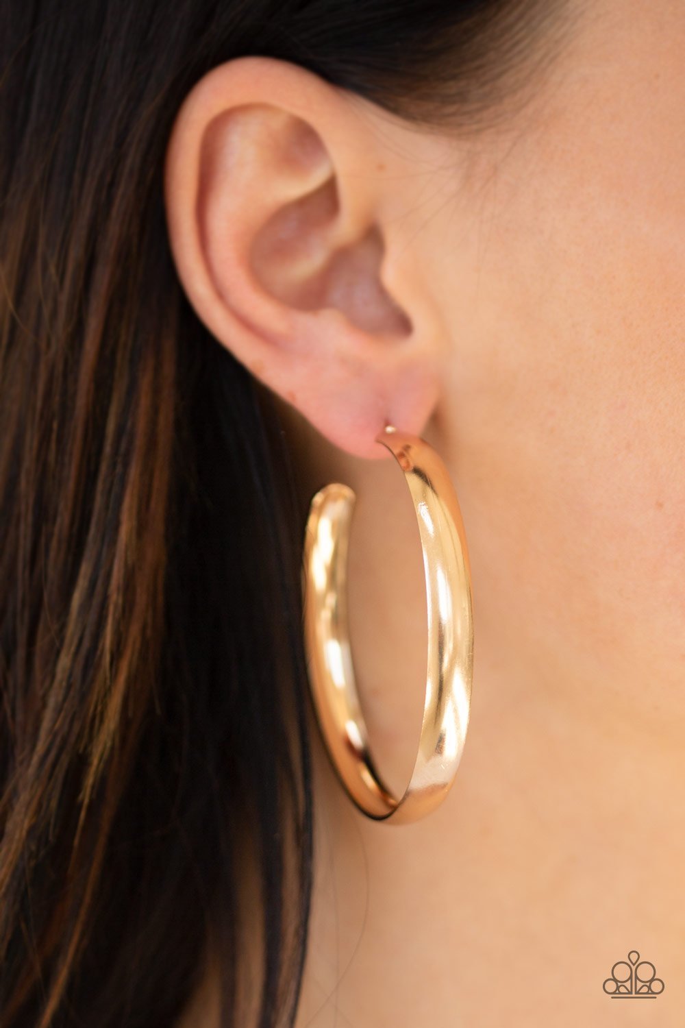 A Double Feature Gold Hoop Earring ~ Paparazzi Accessories