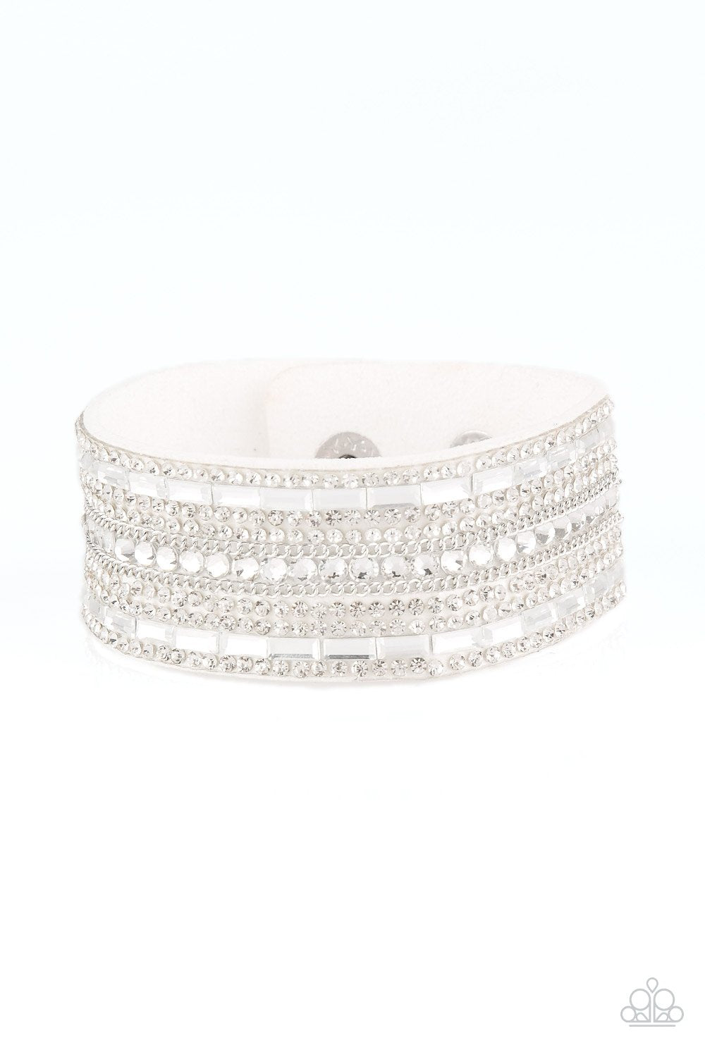 Rebel Radiance White Urban Bracelet ~ Paparazzi Accessories