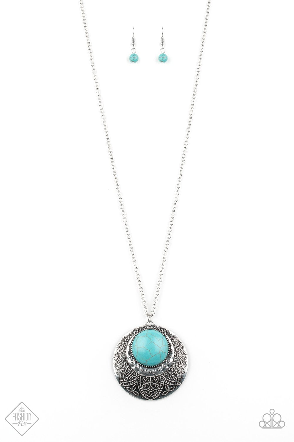 Medallion Meadow Blue Necklace ~ Paparazzi Accessories