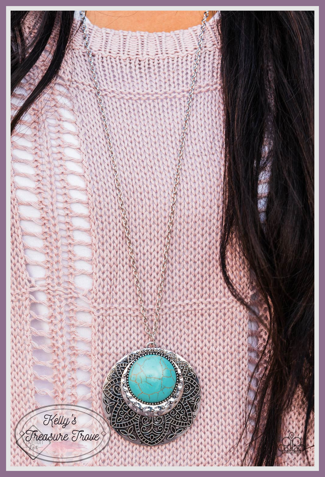 Medallion Meadow Blue Necklace ~ Paparazzi Accessories
