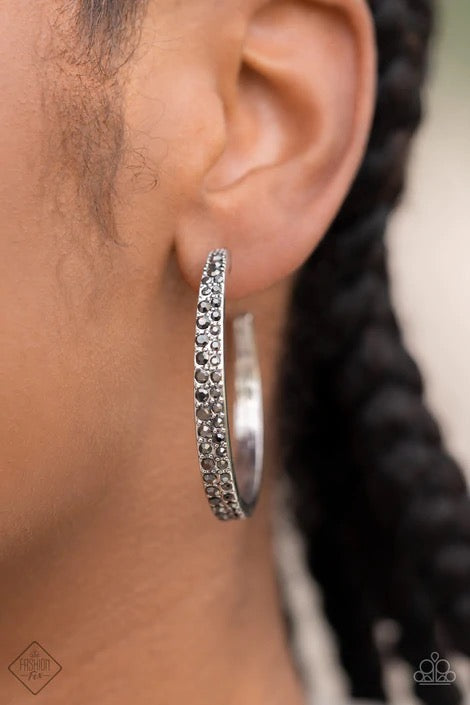 Tick, Tick, Boom! Silver Hoop Earring - Paparazzi Accessories