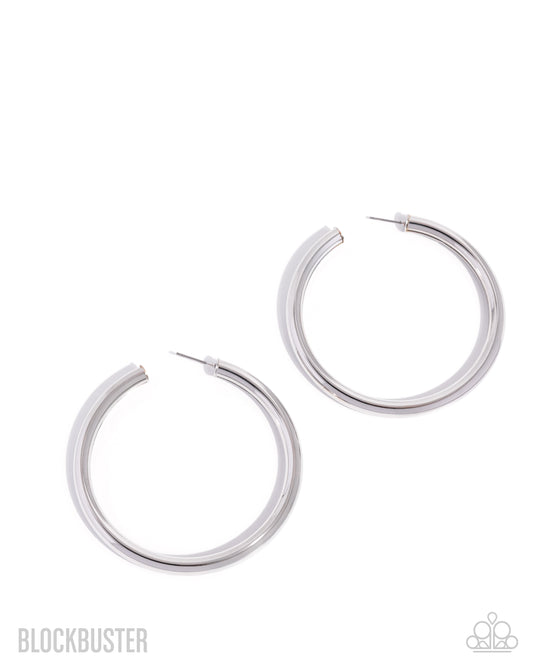 Curve Ball Silver Earring - Paparazzi Accessories