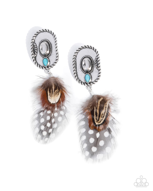 Feathered Fairy Tale Brown Earrings - Paparazzi Accessories