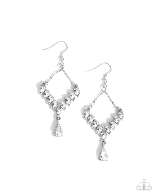 Dripping Drama White Earrings - Paparazzi Accessories