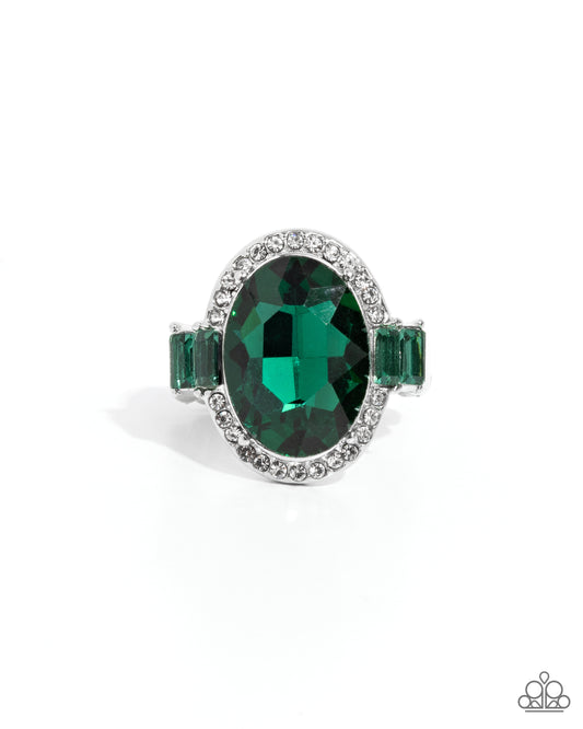 Stubborn Shimmer Green Ring - Paparazzi Accessories