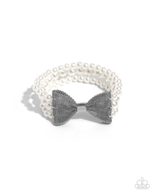 Dapper Dialogue White Bracelet - Paparazzi Accessories