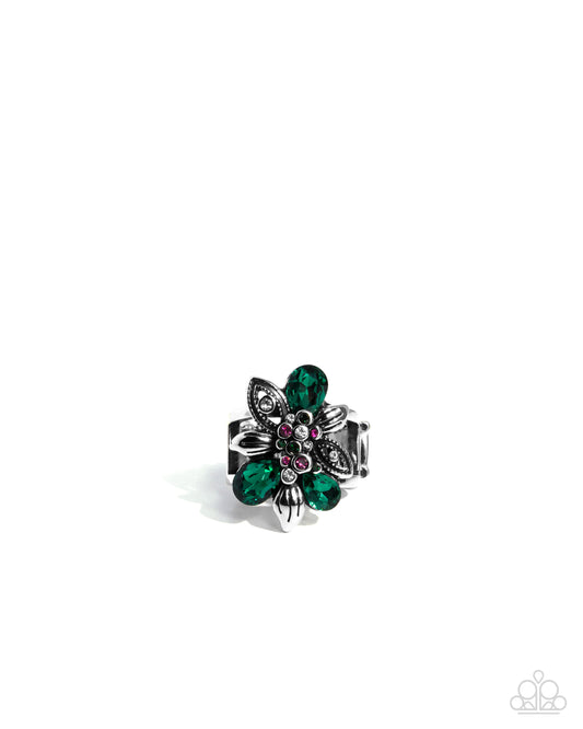 Carefree Corsage Green Ring - Paparazzi Accessories