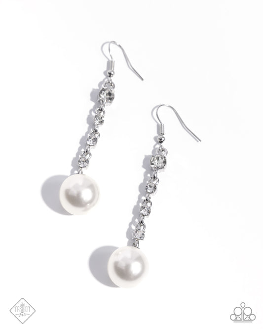 Genial Glam White Earrings - Paparazzi Accessories