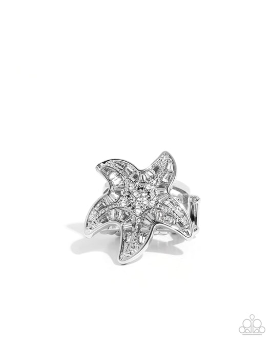 Starfish Scope White Ring - Paparazzi Accessories