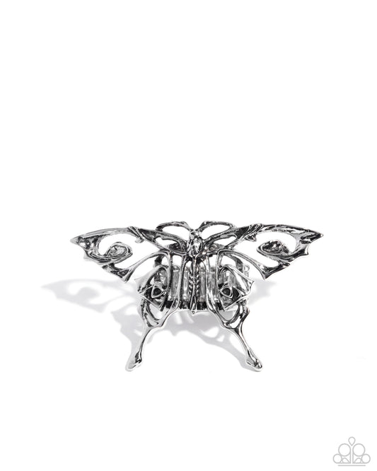 Majestic Moth Silver Ring - Paparazzi Accessories
