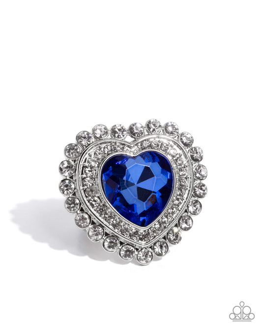 Head Over HEART Blue Ring - Paparazzi Accessories