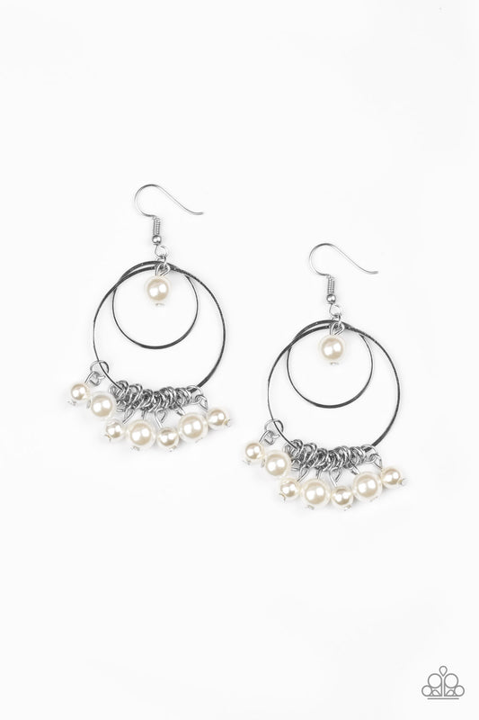 New York Attraction White Earrings ~ Paparazzi Accessories