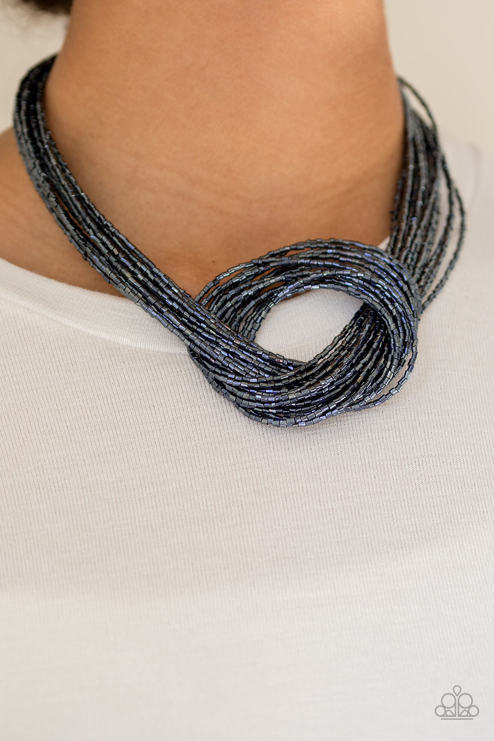 Knotted Knockout Blue Necklace-Paparazzi Accessories