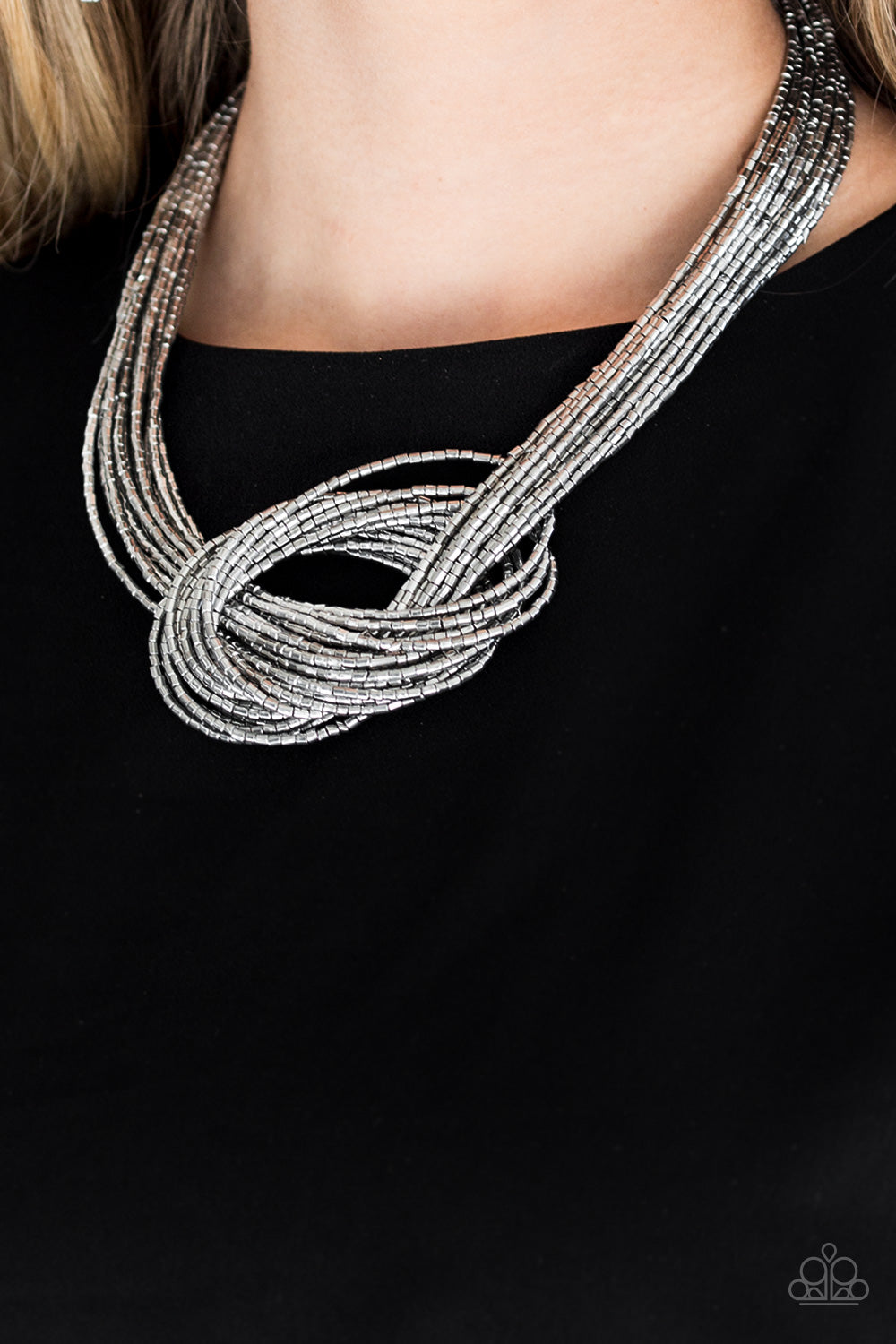 Knotted Knockout Silver Necklace ~ Paparazzi Accessories