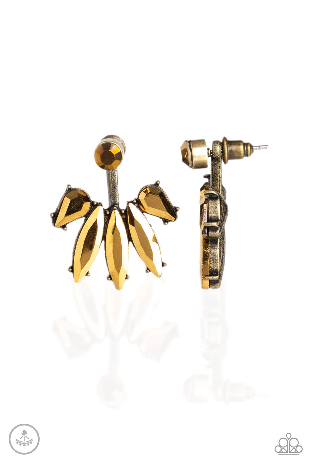 Stunningly Striking Brass Post Earrings ~ Paparazzi Accessories