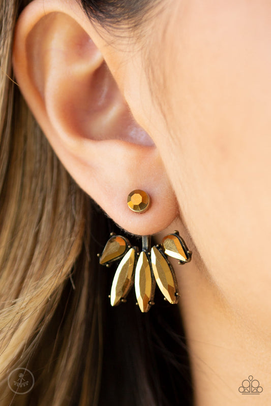 Stunningly Striking Brass Post Earrings ~ Paparazzi Accessories