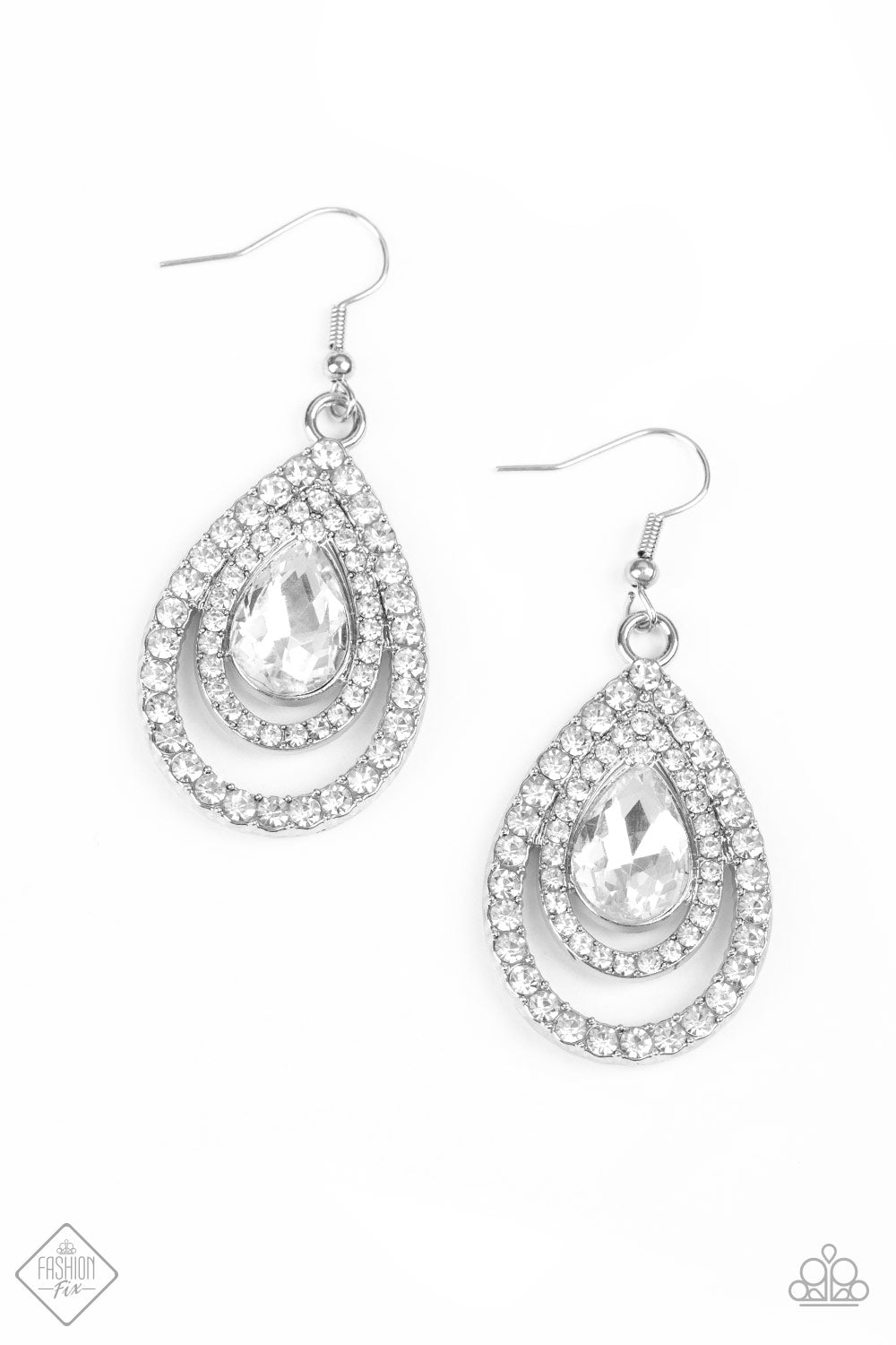 So The Story GLOWS White Earrings ~ Paparazzi Accessories