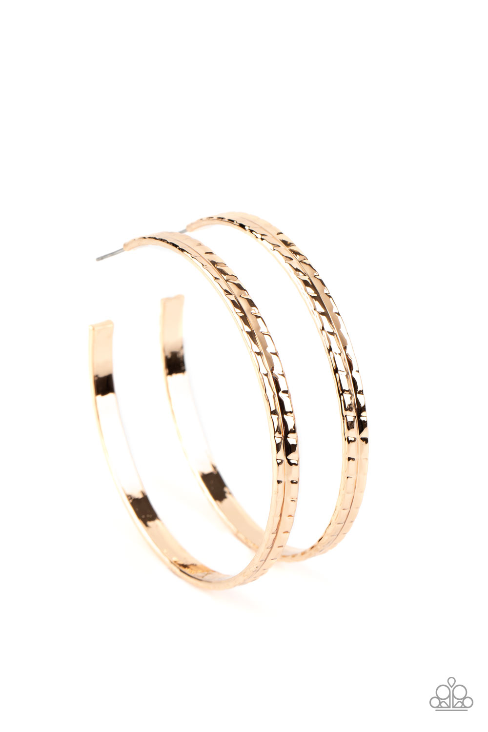 TREAD All About It Gold Hoop Earring - Paparazzi Accessories