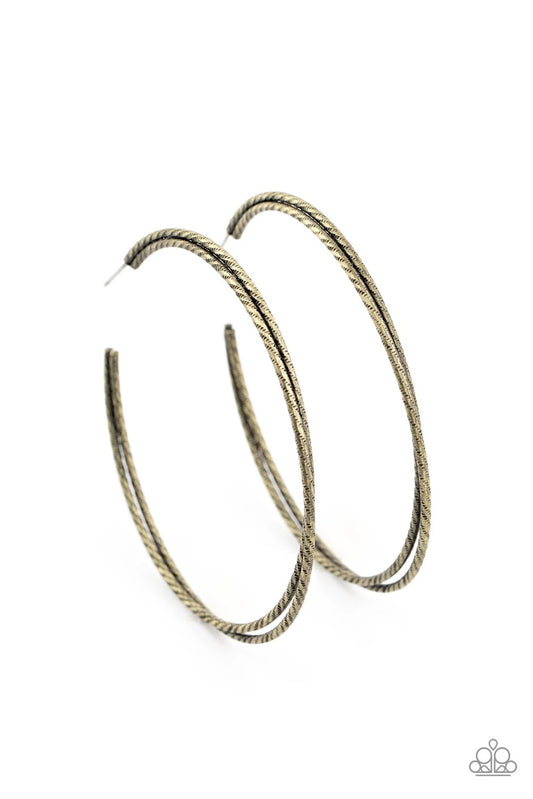 Curved Couture Brass Hoop Earring - Paparazzi Accessories
