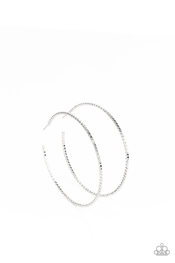Pump Up The Volume Silver Hoop Earring - Paparazzi Accessories