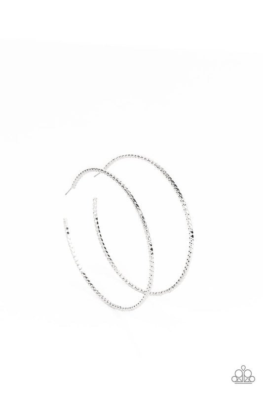 Pump Up The Volume Silver Hoop Earring - Paparazzi Accessories