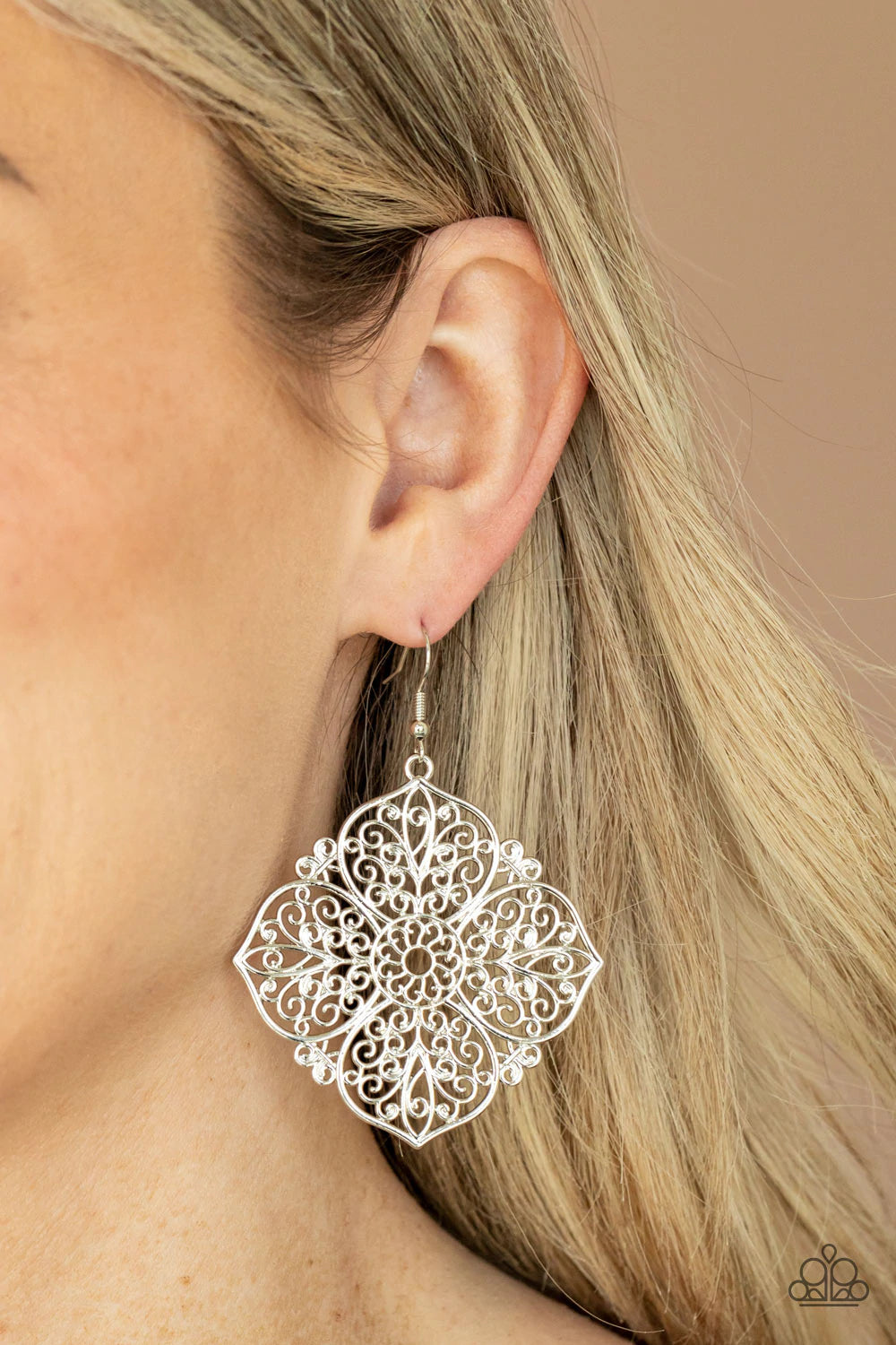 Dubai Detour Silver Earring - Paparazzi Accessories