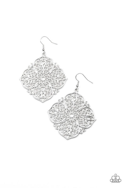 Dubai Detour Silver Earring - Paparazzi Accessories