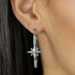 Lone Star Shimmer White Hoop Earring - Paparazzi Accessories