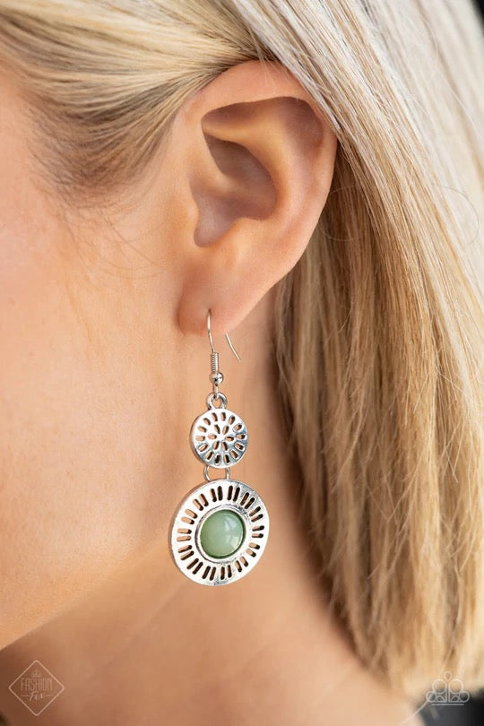 Ocean Orchard Green Earring - Paparazzi Accessories