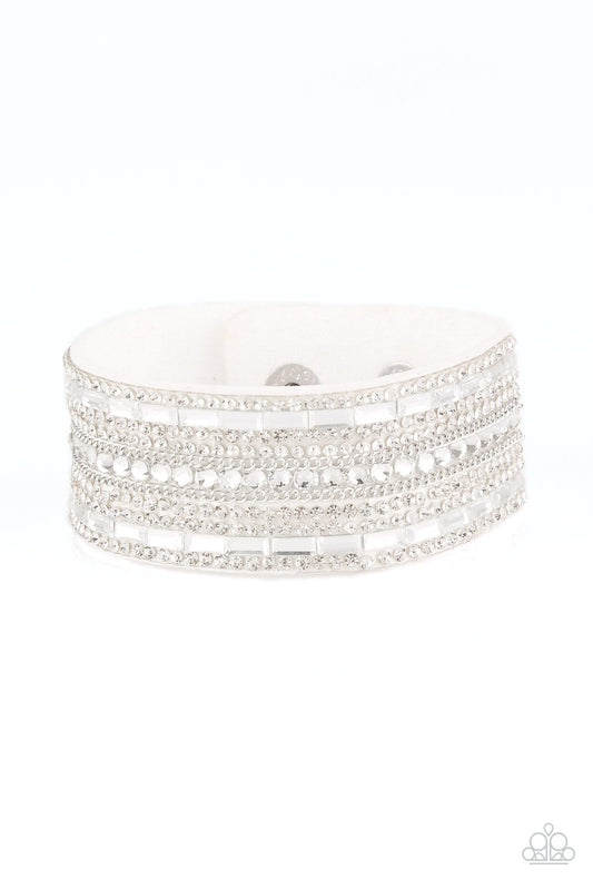 Rebel Radiance White Urban Bracelet ~ Paparazzi Accessories