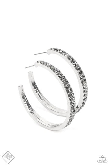 Tick, Tick, Boom! Silver Hoop Earring - Paparazzi Accessories