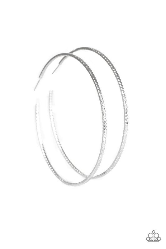 Shimmer Mixer Silver Hoop Earring ~ Paparazzi Accessories