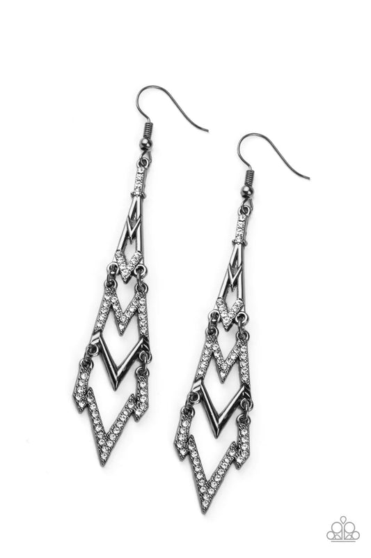 Electric Shimmer Black Earring - Paparazzi Accessories