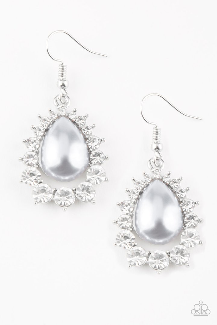 Regal Renewal White Earring ~ Paparazzi Accessories