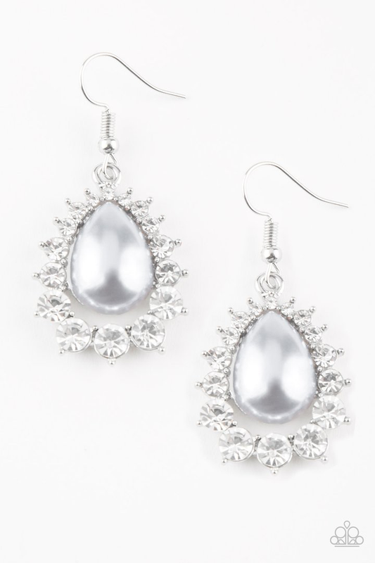 Regal Renewal White Earring ~ Paparazzi Accessories