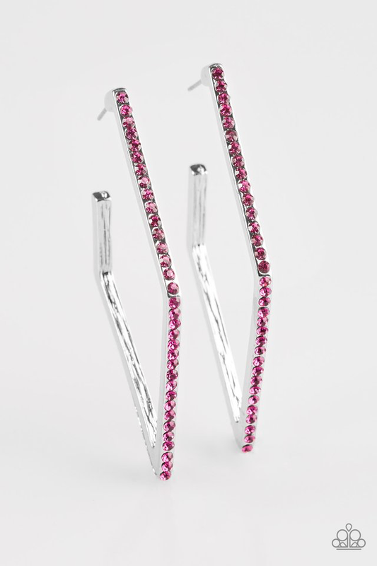 Strikingly Beautiful Pink Hoop Earrings ~ Paparazzi Accessories