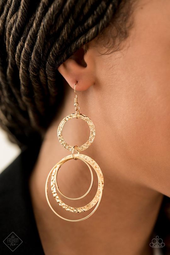 Eclipsed Edge Gold Earring ~ Paparazzi Accessories