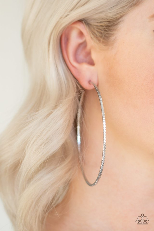 Shimmer Mixer Silver Hoop Earring ~ Paparazzi Accessories