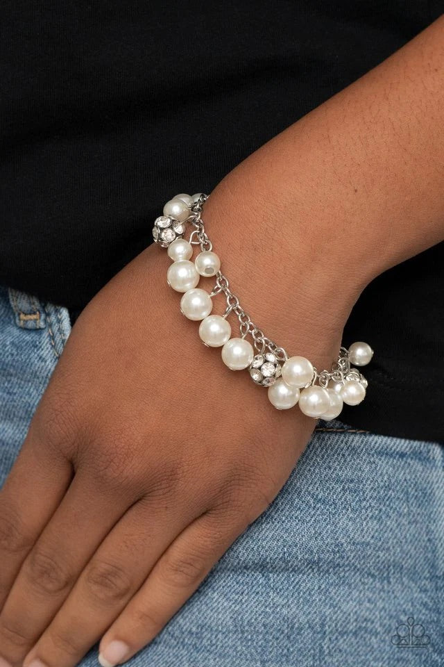 The GRANDEUR Tour White Bracelet - Paparazzi Accessories